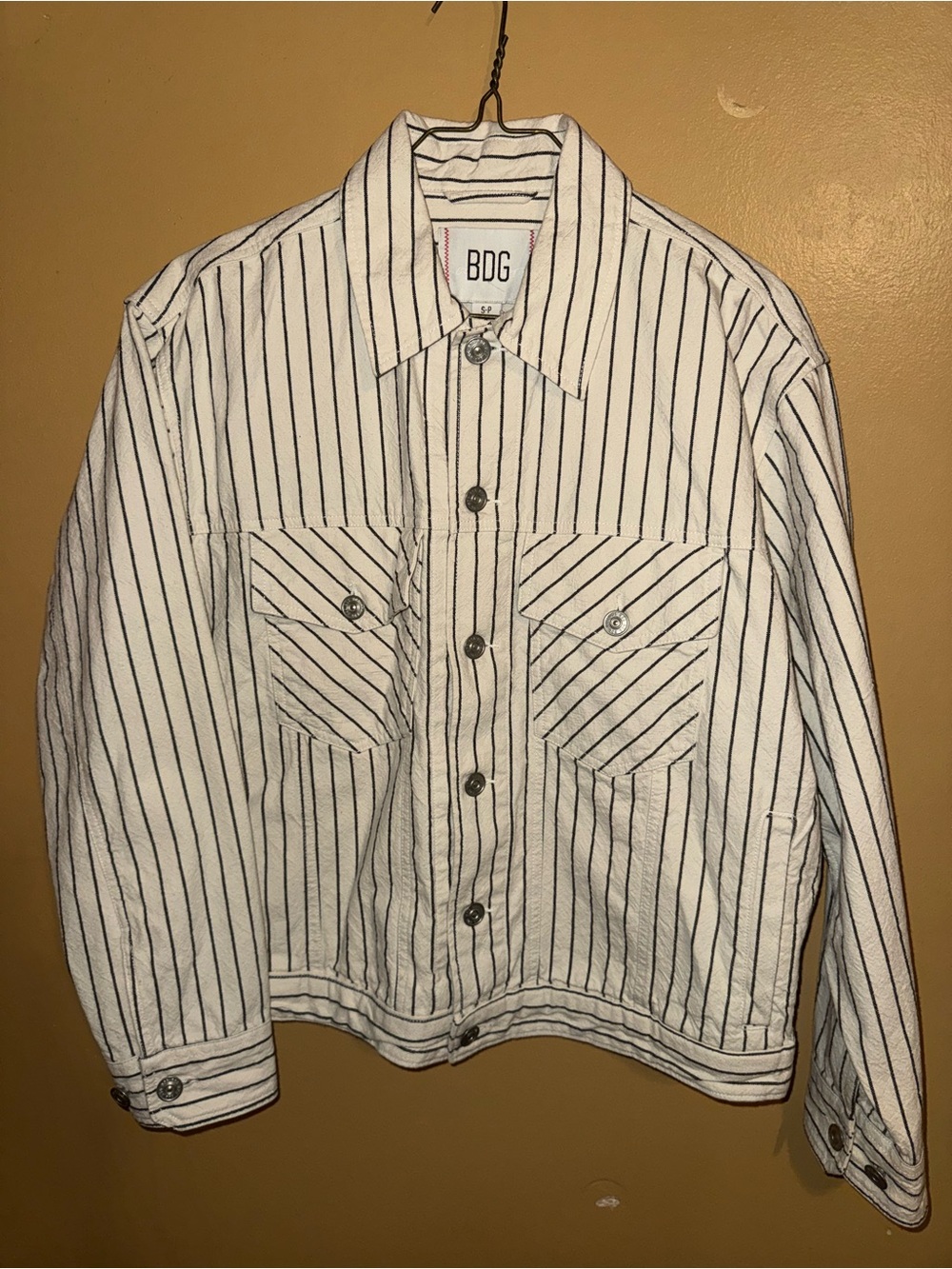 BDG White Jacket with Black Pinstripes small oversized NWOT